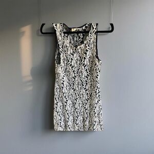 Free People Women's M Black Floral Lace Skater Dress Sleeveless Short